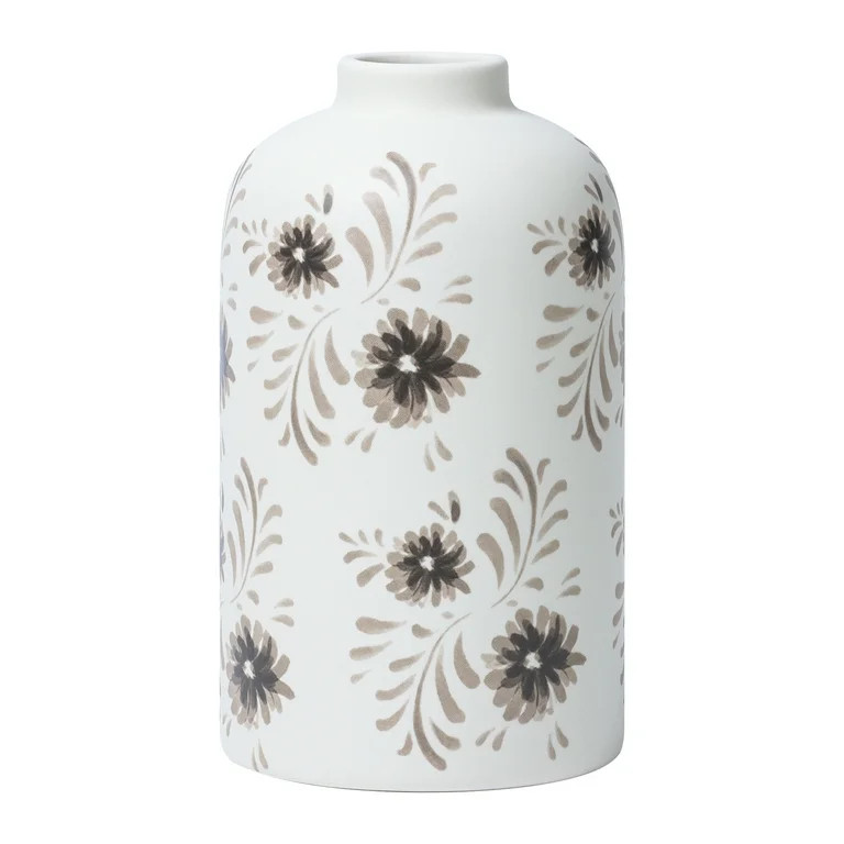 Mainstays By Becky G. & Alejandra Tall 7.6" White Flower Decorative Ceramic Vase | Walmart (US)