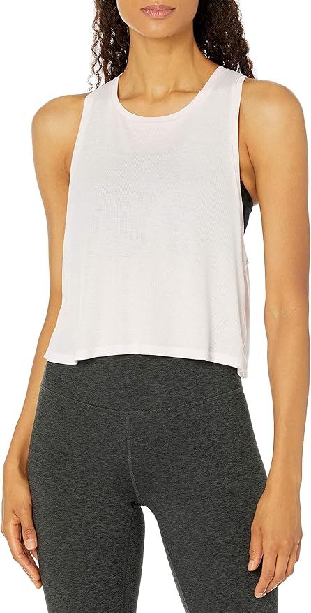 Core 10 Women's Ultra-Lightweight Semi-Sheer Ribbed Knit Yoga Crop Tank | Amazon (US)