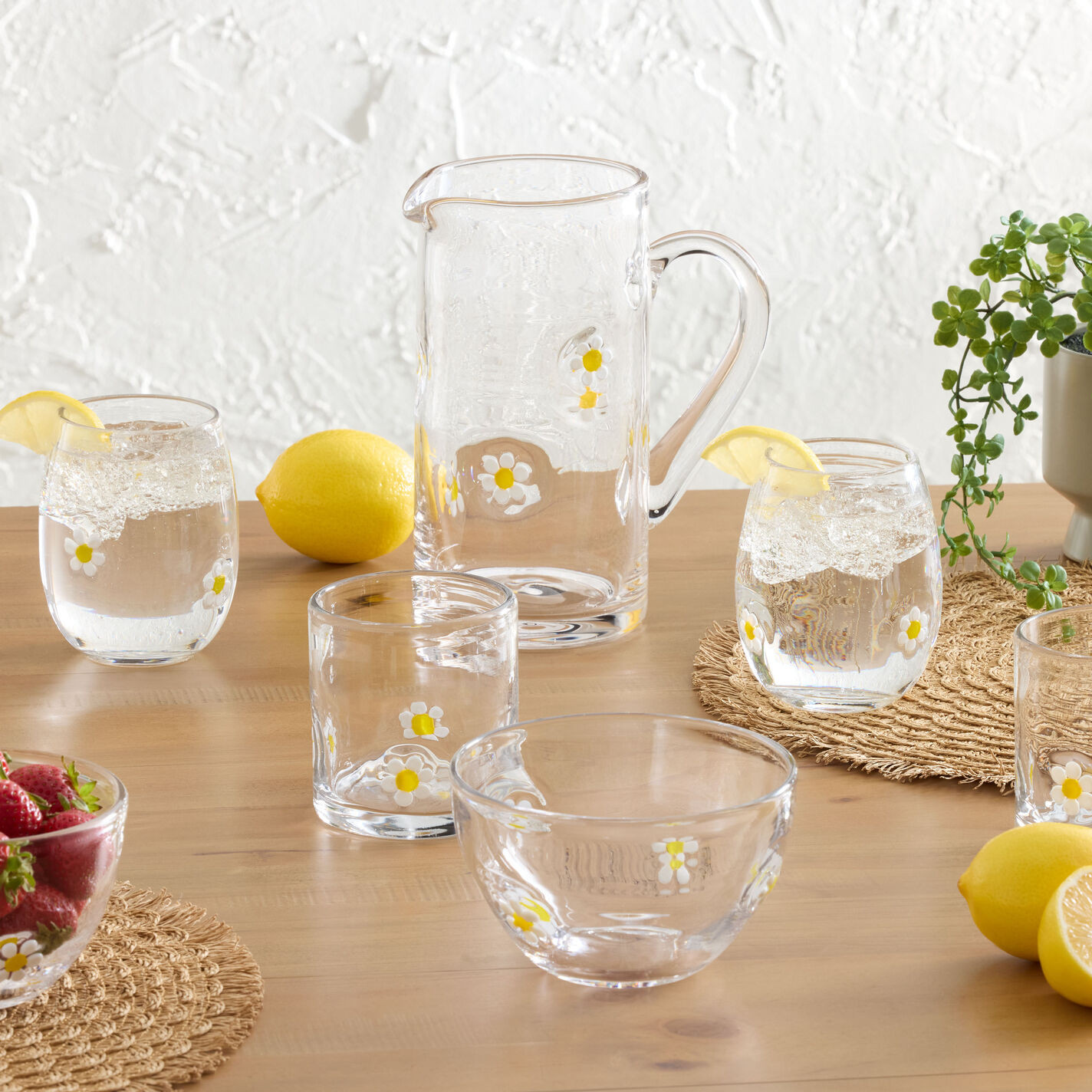 Charm Daisy Inlay Glassware Collection | World Market