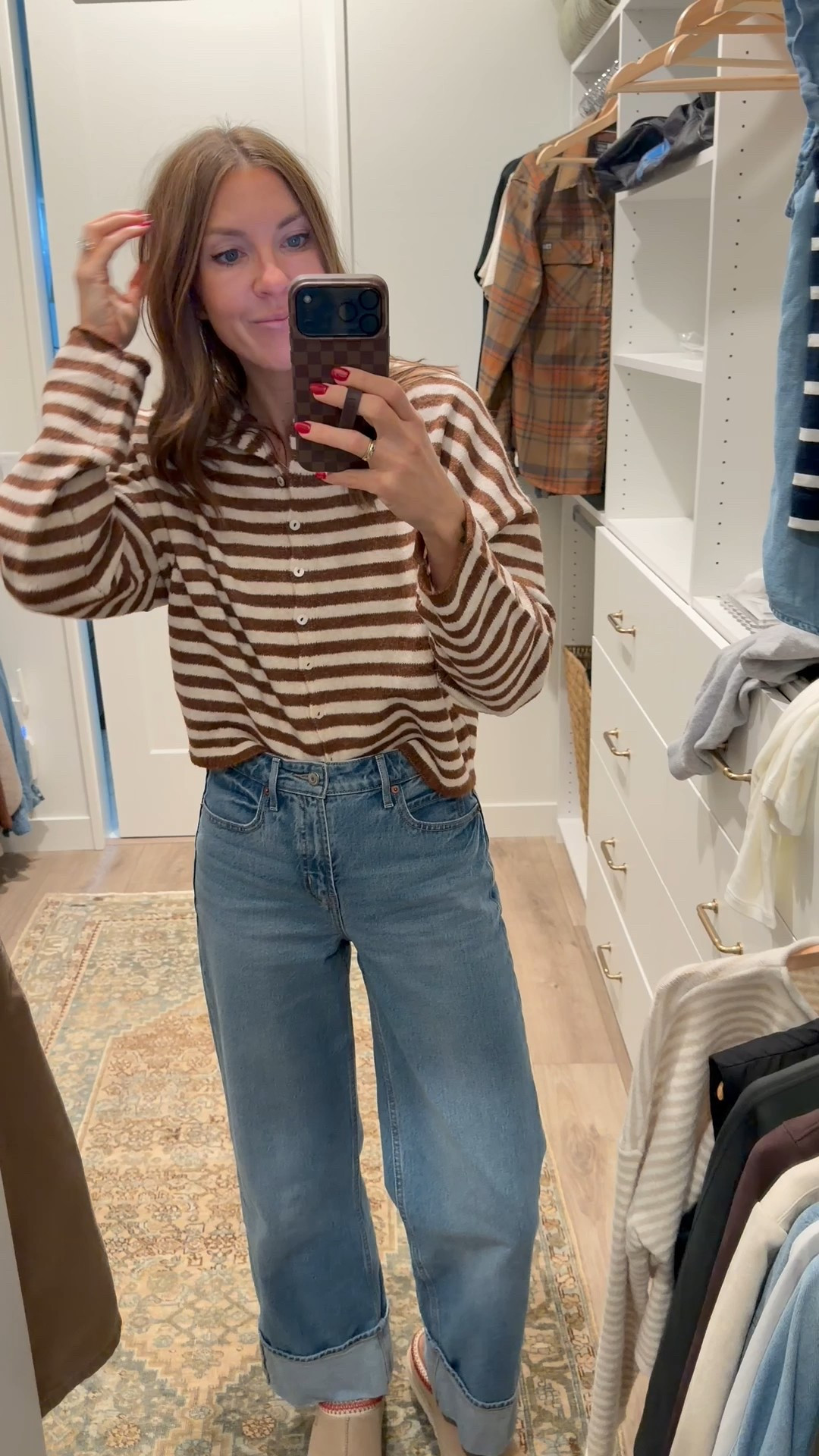 Ah the coziest sweater is back in stock in a new brown stripe! Fits oversized, wearing a S 

#LTKSeasonal #LTKFindsUnder100 #LTKStyleTip