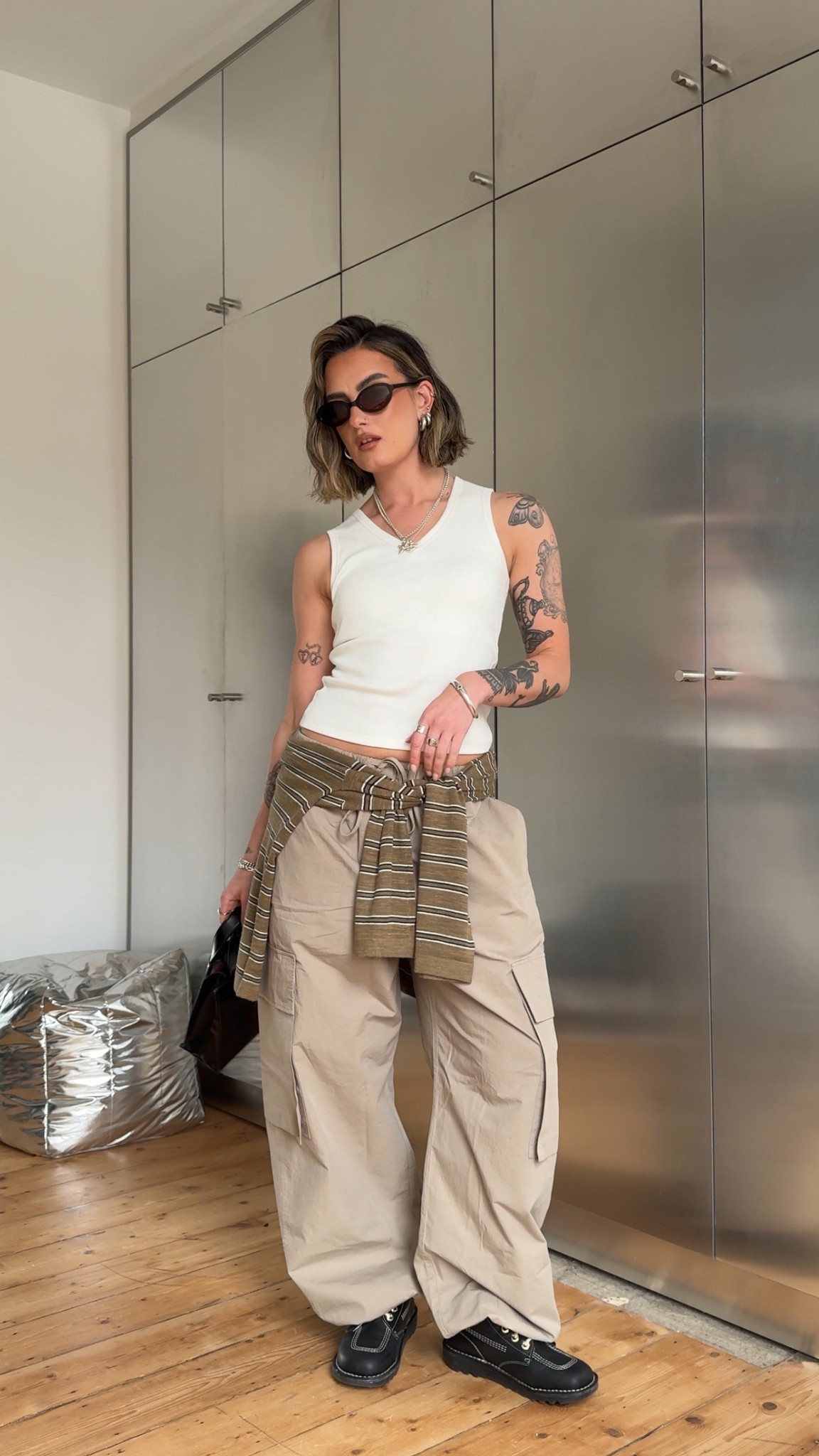 Cargo trousers, v neck top, Uniqlo bra top, stripe jumper, vest top

#LTKsummer #LTKuk #LTKspring
