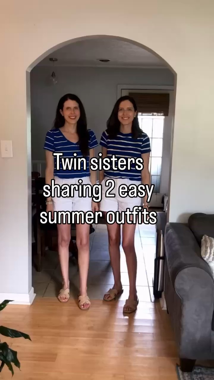 2 easy summer casual outfits💙 can’t go wrong with a stripe tee and these are our favorite twill shorts that come in multiple colors and we love a stripe set perfect for work from home and travel

#LTKootd #LTKdayinmylife #LTKSeasonal