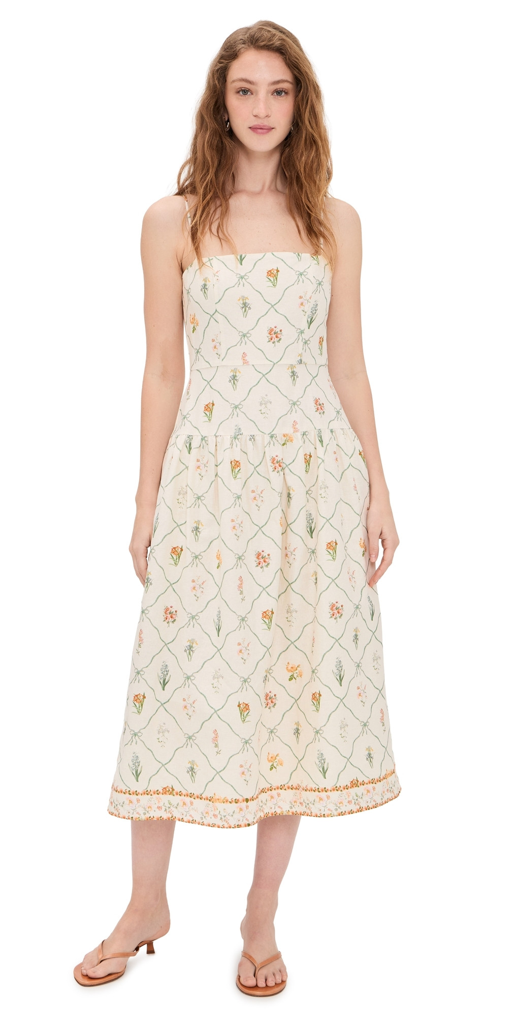 WAYF Juliet Midi Dress Ivory Botanical L | Shopbop