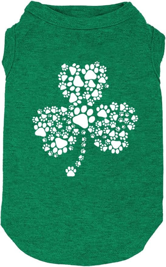 Dog Apparel Lucky Boy Letter Print Clover Shirts for Small Large Dog Vest Puppy Gift St Patrick's... | Amazon (US)