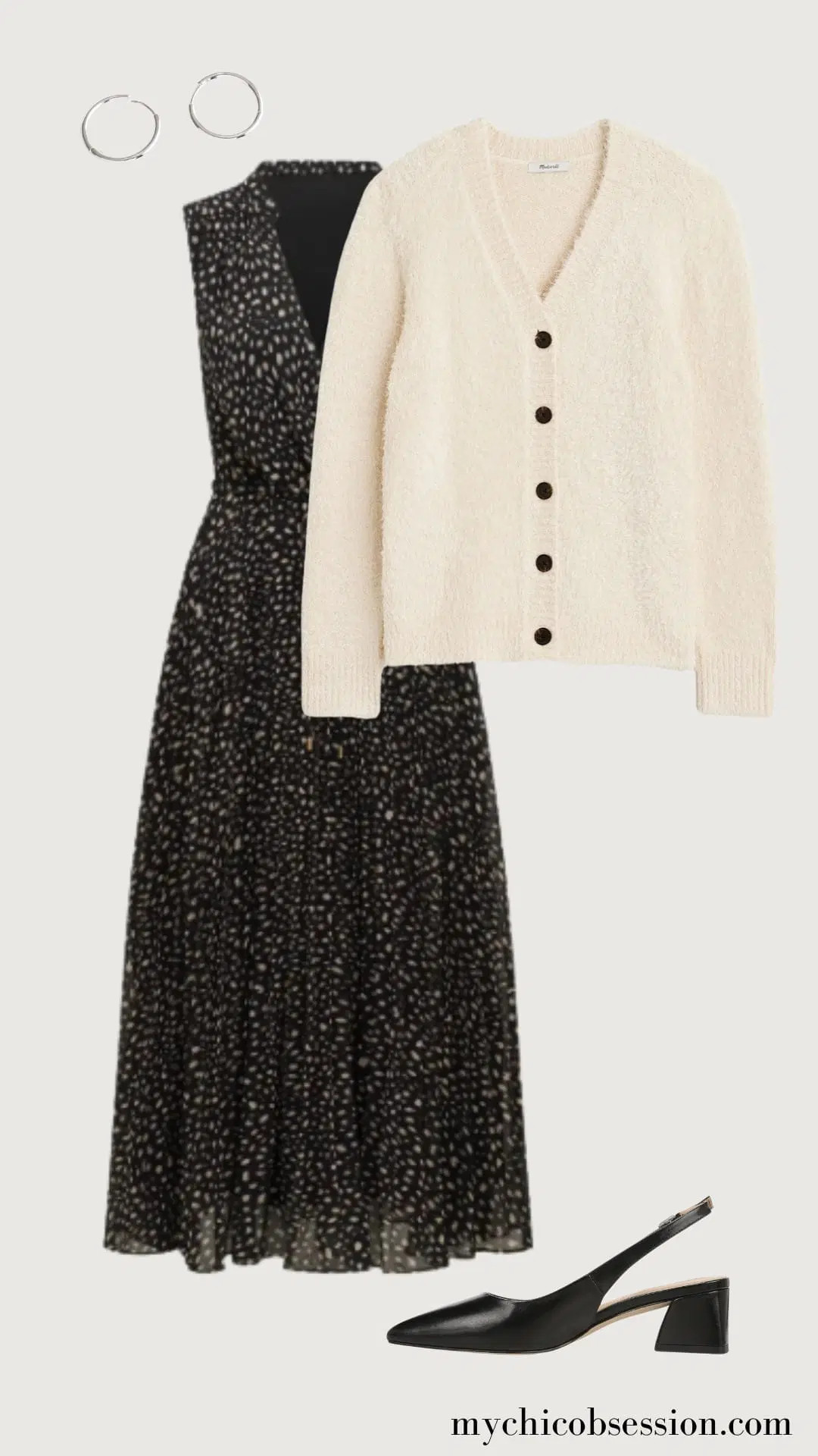 Wrap dresses are universally loved for their flattering shape. Add a cardigan on top for a cozy layer. You could also tie the ends around your waist to further highlight your natural body shape! A pair of simple black block heels and classic gold hoops complete the look – perfect for a daytime date! 

 #LTKSeasonal #LTKStyleTip #LTKShoeCrush