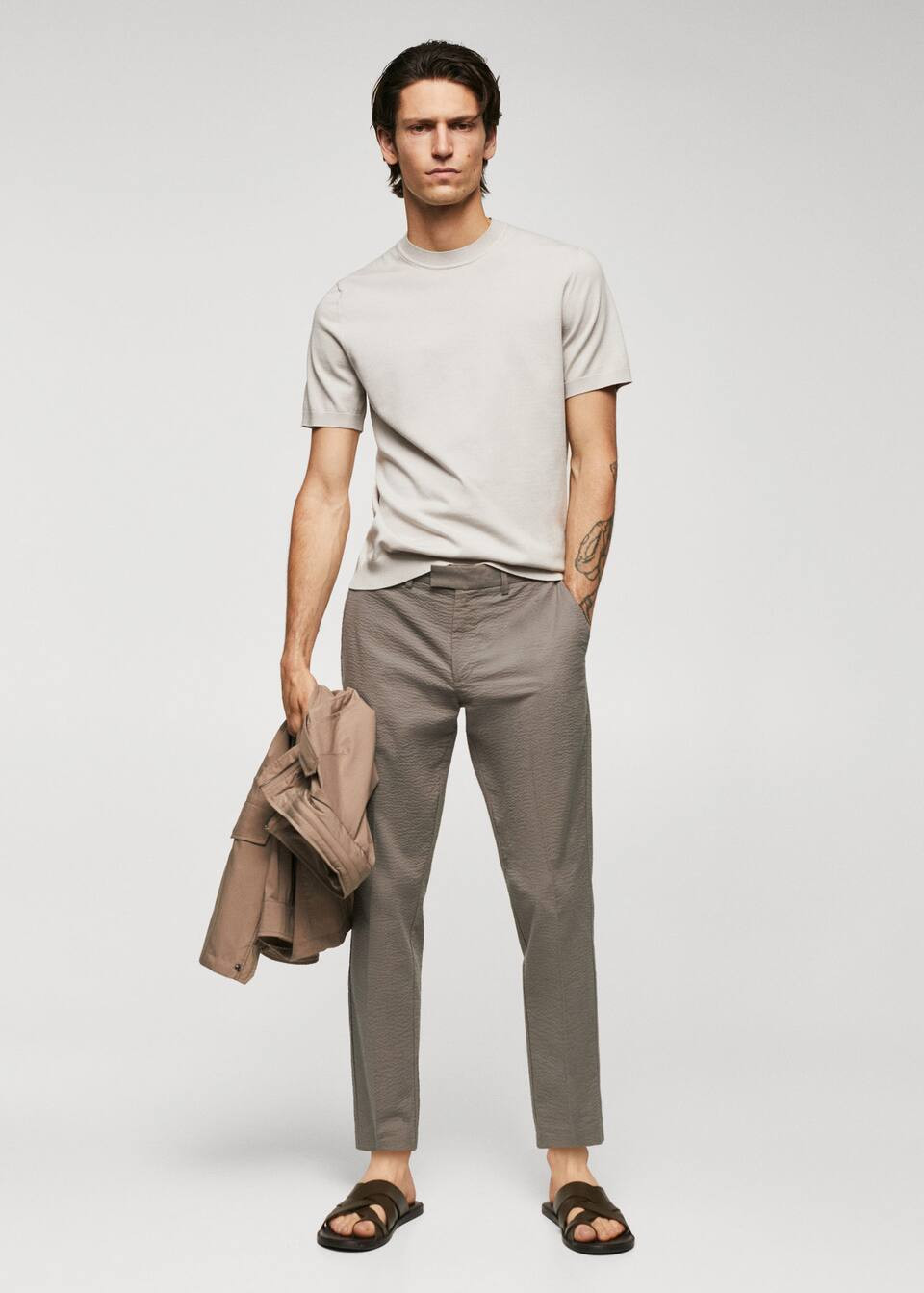 Slim-fit seersucker stretch pants -  Men | Mango Man USA | MANGO (US)