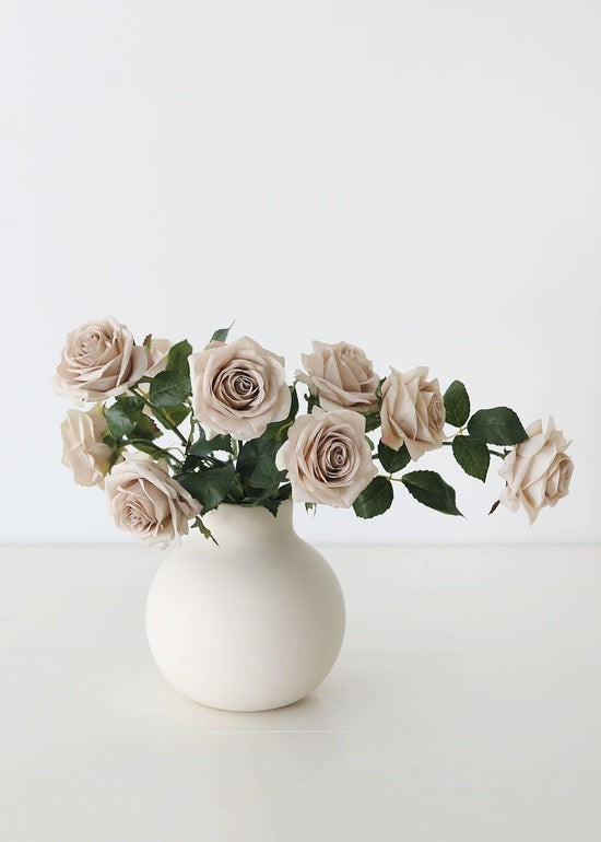 Artificial Flowers Rose in Taupe Beige - 21.5 | Afloral (US)