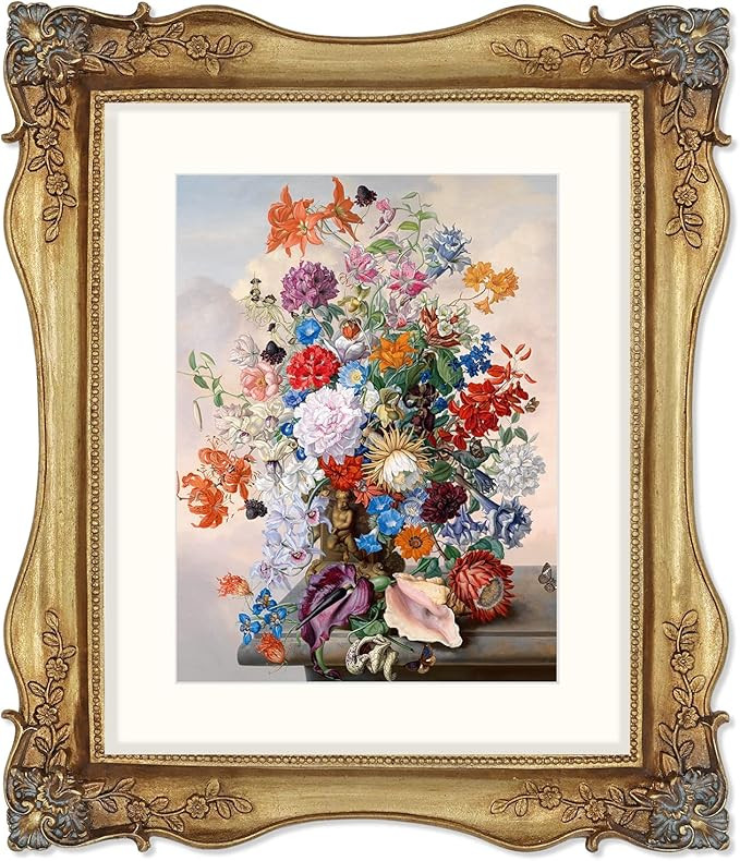 SIMON'S SHOP Gold Picture Frames 8x10 with Mat, Vintage 8x10 Frame Matted to 5x7 Photo, Baroque S... | Amazon (US)