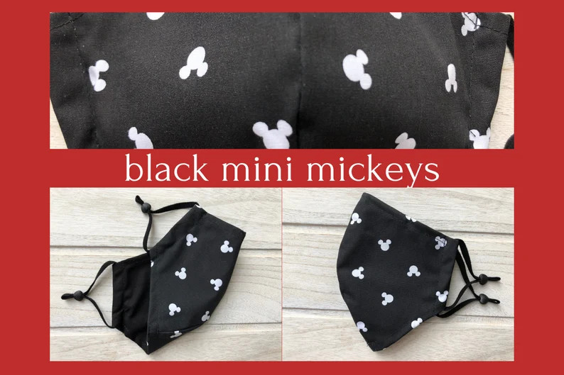 Mickey Face Mask with Nose Wire and Filter Pocket | Etsy (US)