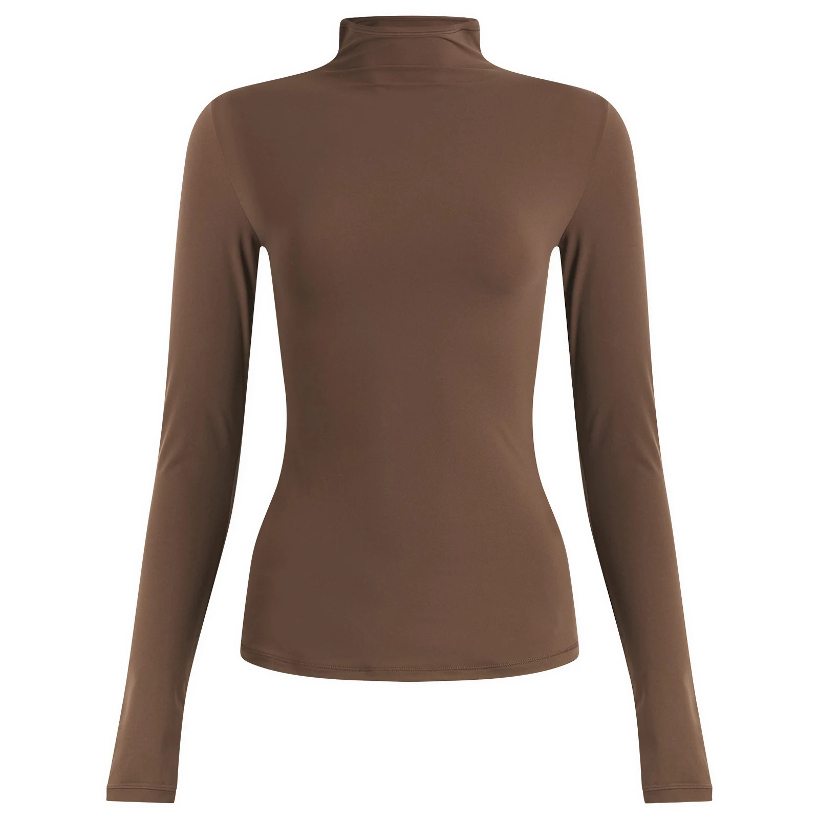 SKIMS Women's Fits Everybody Long Sleeve High Neck Top Cocoa | END. Clothing