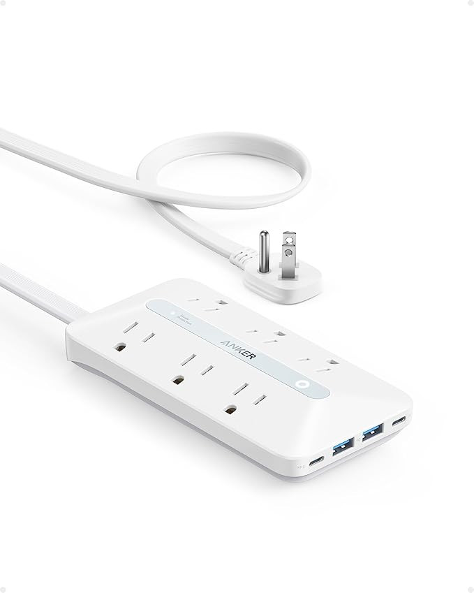 Anker Flat Plug Power Strip(300J) with 20W USB-C, 10-in-1 Ultra Thin Power Strip with 6 AC, 2 USB... | Amazon (US)