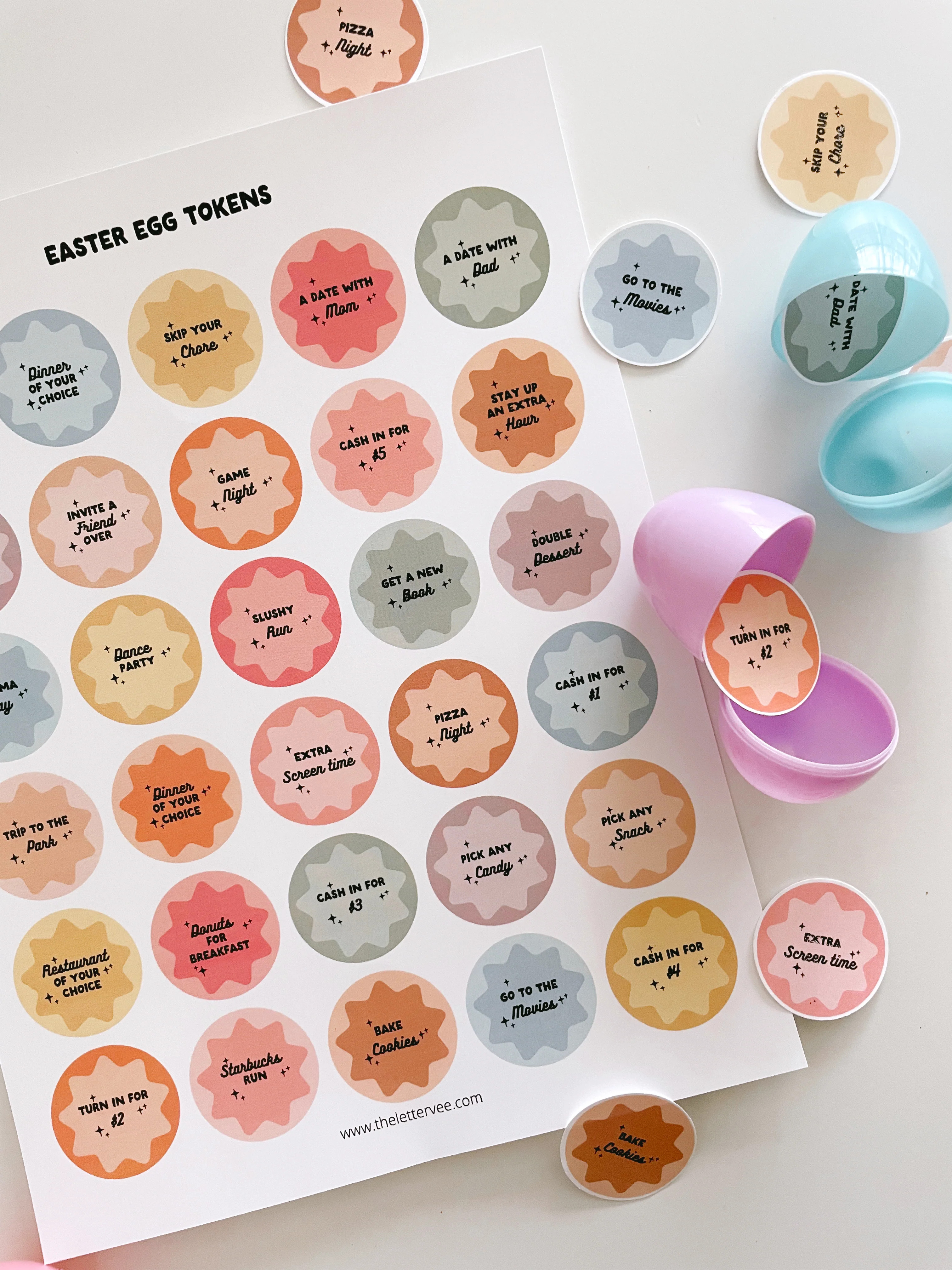 Easter Egg tokens | Printable activity | The Letter Vee