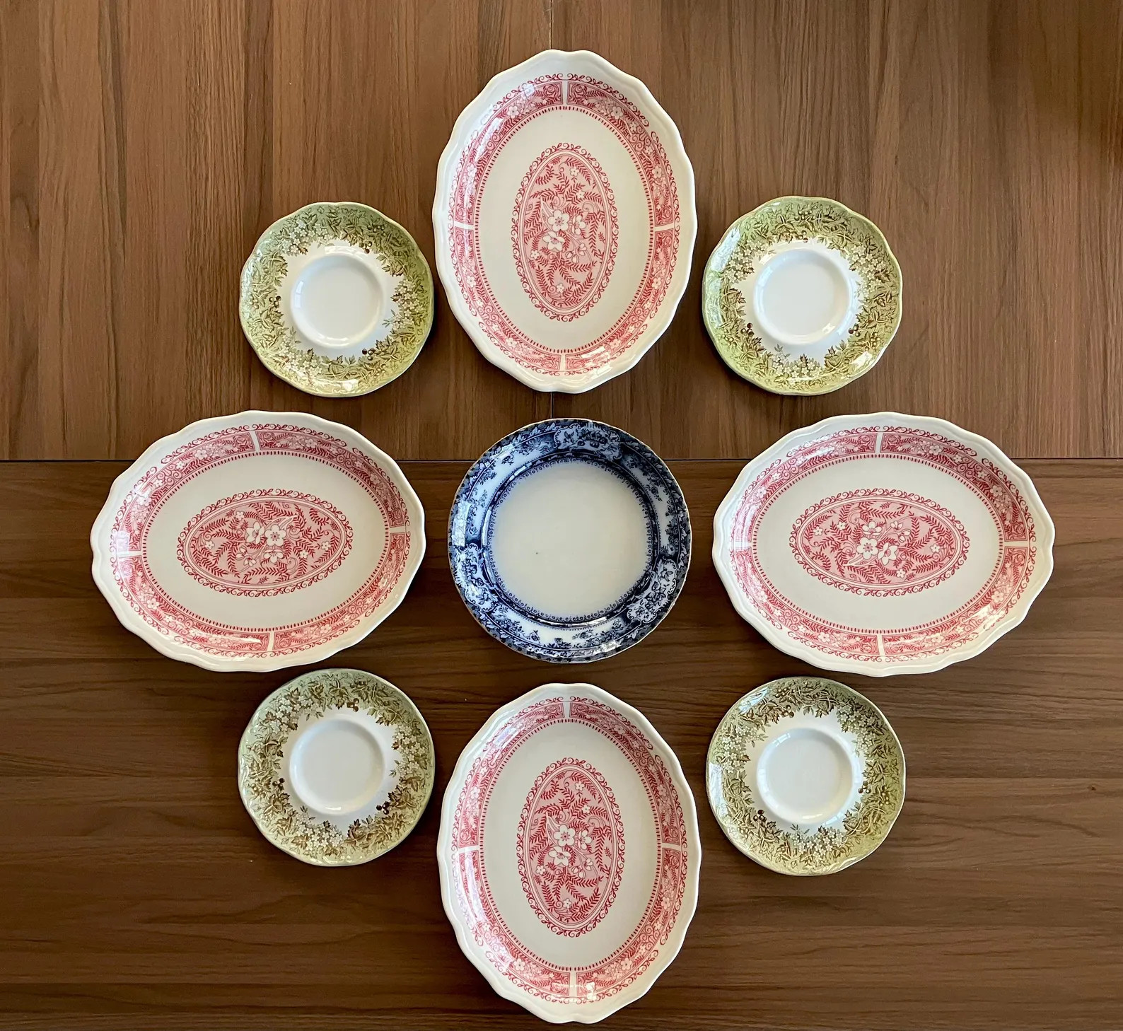 Vintage Wall Plate Collection Red Green Blue Transferware Home Decor Set of Nine | Etsy (Global)