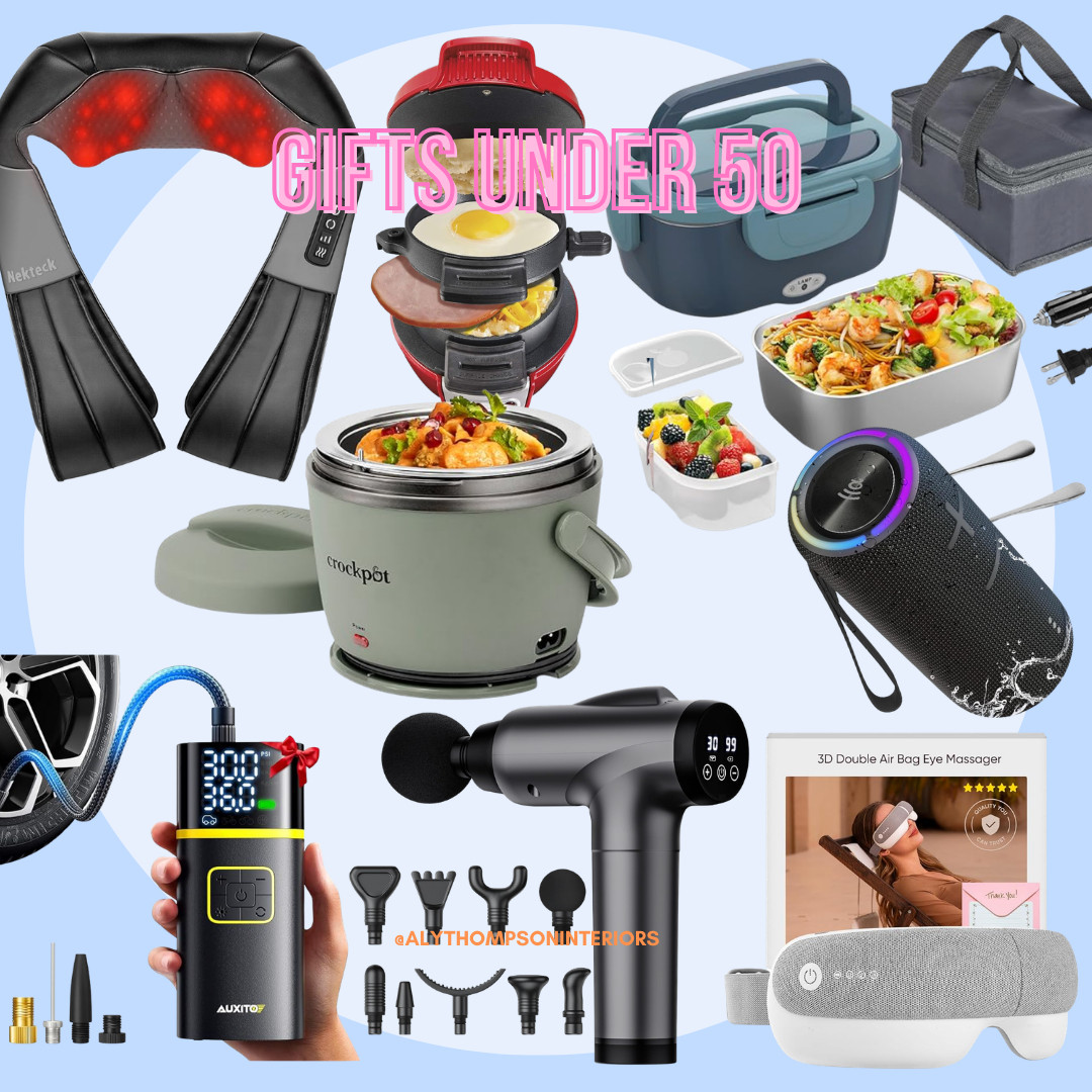 Gifts Under 50 | High End Gifts | Shoulder Massager | Travel Lunch | Crockpot | Massager Gun | Bluetooth Speaker | Air Compressor | Eye Massager | Trending Gifts 

 #LTKfoodie #LTKOver40 #LTKMens