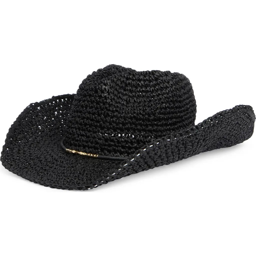 Vince Camuto Bead Trim Cowgirl Hat in Black at Nordstrom Rack | Nordstrom Rack
