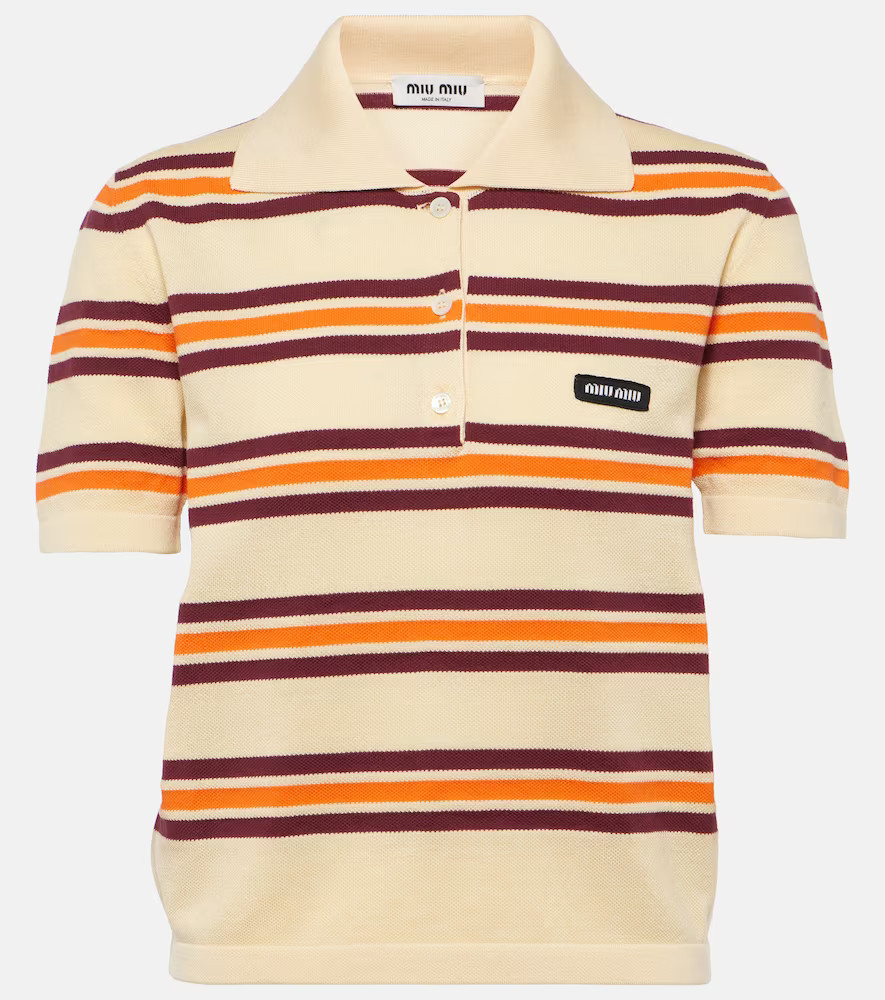 Miu Miu Striped cotton and silk polo shirt | Mytheresa (DACH)