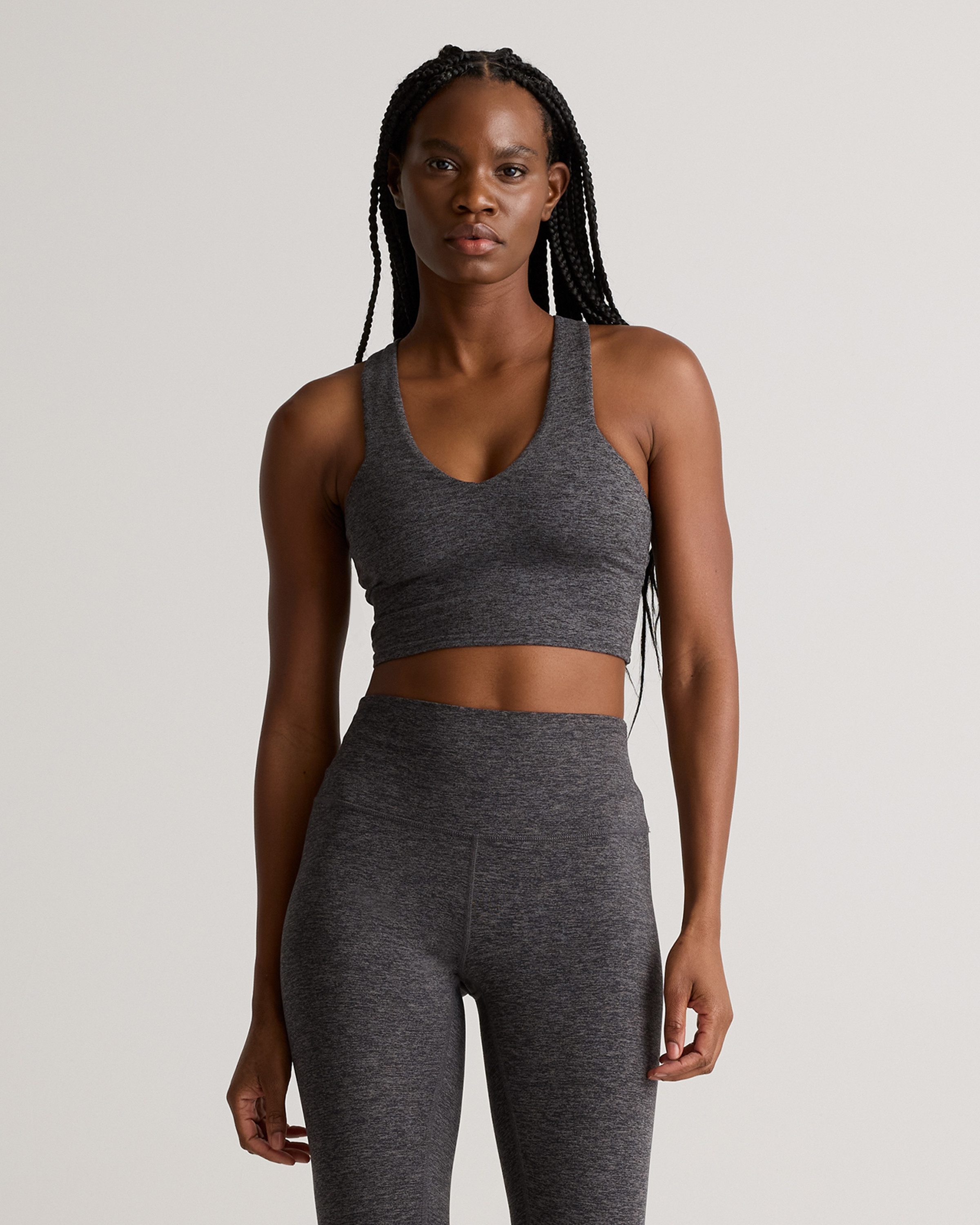 Quince | Women's Super Soft Performance Cropped Tank Top in Heather Charcoal, Flowknit Activewear, Size Small, Recycled Polyester | Quince