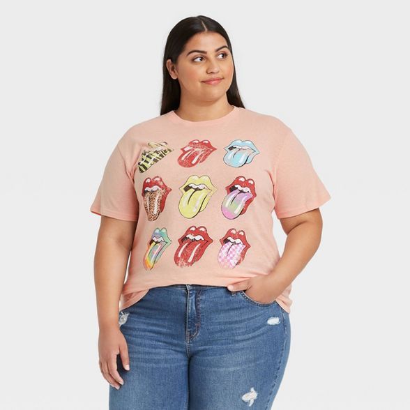 Women's The Rolling Stones Multi Logo Short Sleeve Graphic T-Shirt - Blush | Target