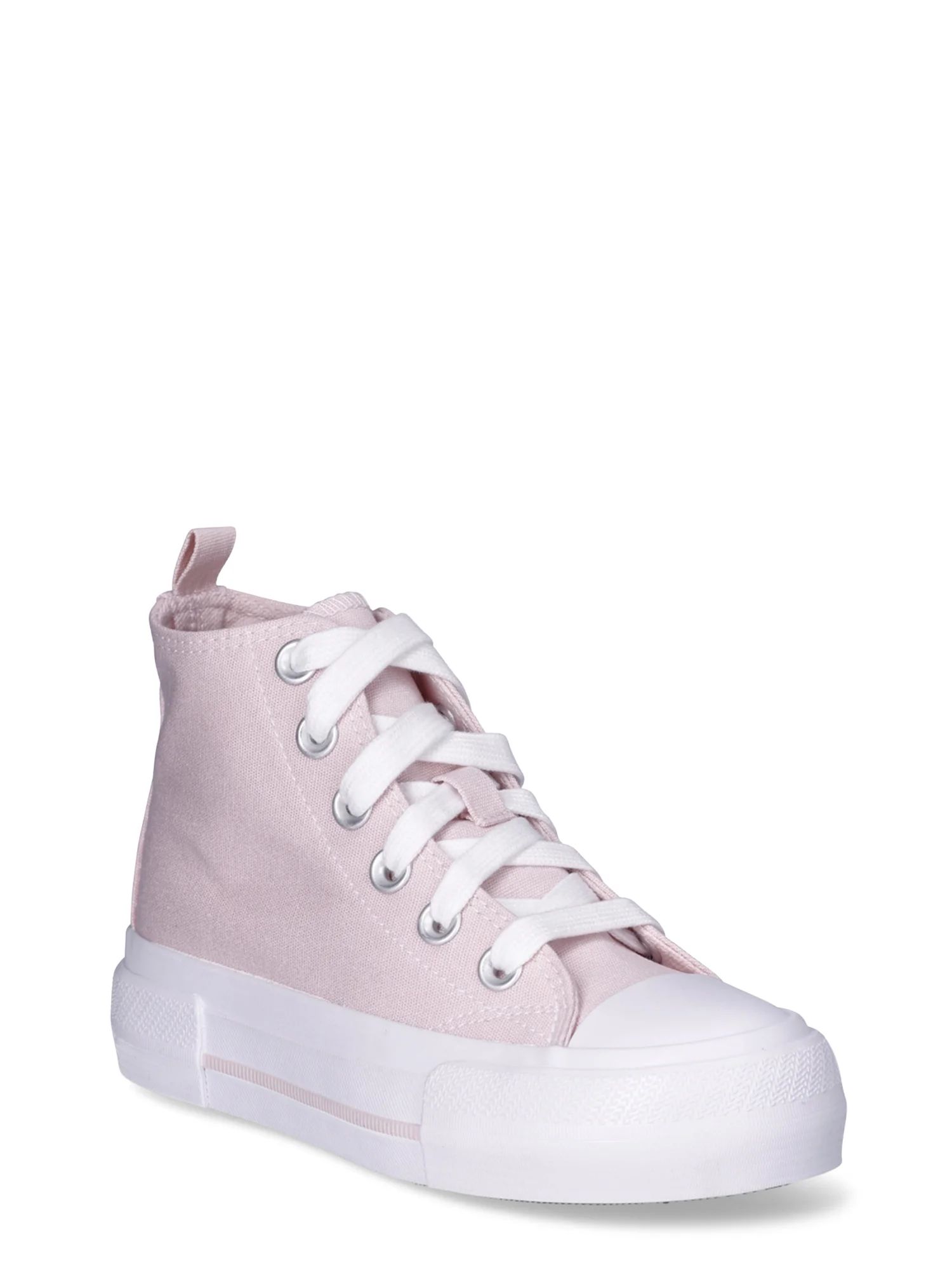 Wonder Nation Little Girl & Big Girl Canvas High Top Sneakers - Walmart.com | Walmart (US)