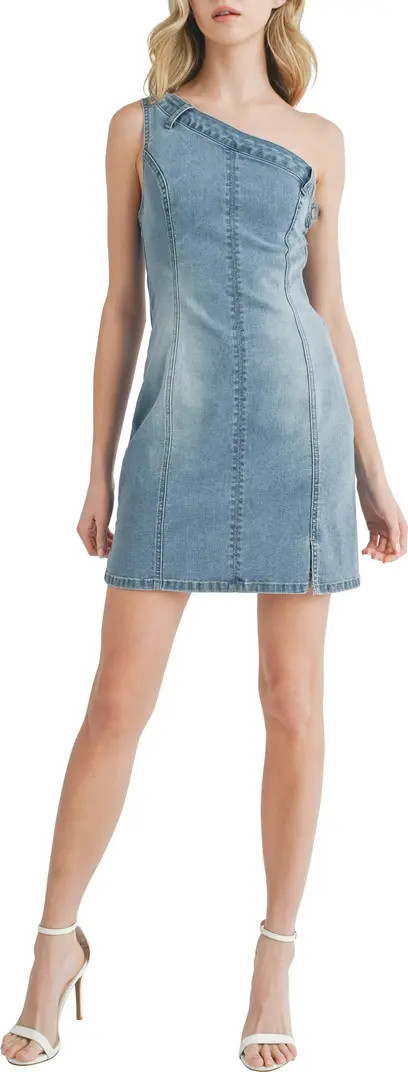 All in Favor One-Shoulder Denim Minidress | Nordstrom | Nordstrom