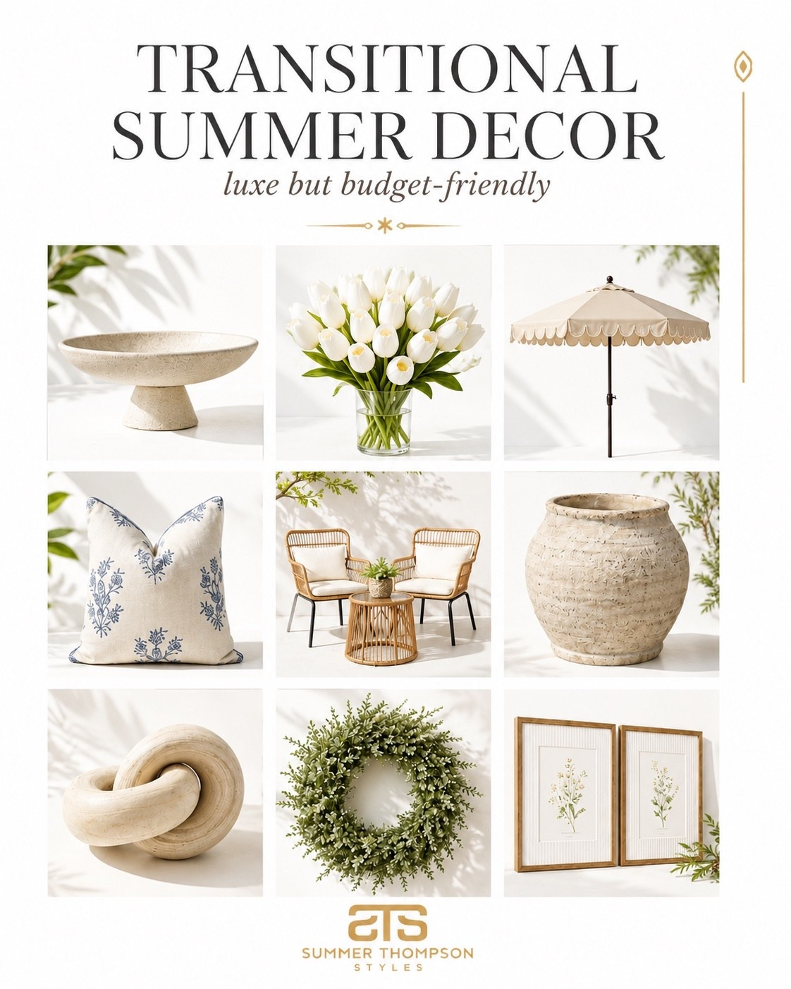 Transitional summer decor that feels luxe without the price tag ☀️ Think light, airy textures, soft neutrals, and elevated accents that instantly refresh your space for the season 🤍 These pieces give that high-end summer feel on a budget. #summerdecor #neutralhome #homedecor #cozyhome #budgetdecor #luxeforless #homeinspo #interiordesign 


Summerthompsonstyles

#LTKHome #LTKSaleAlert #LTKSeasonal
