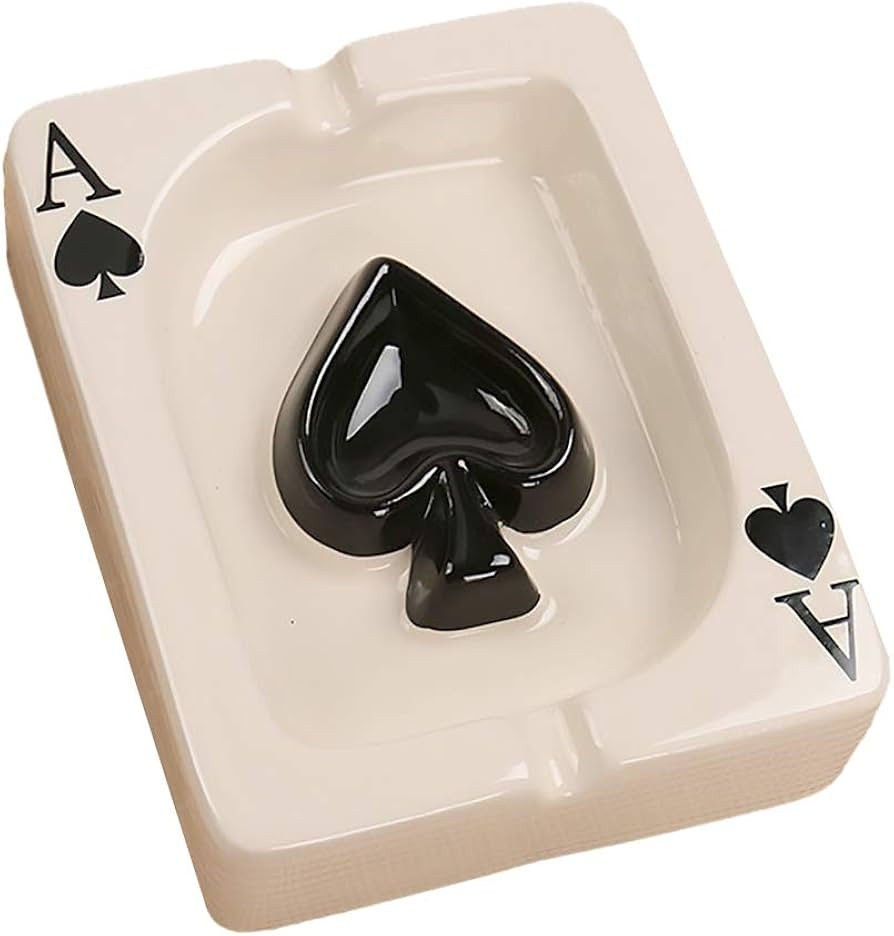 Ashtray,Creative Poker Ceramic Cigarette Ashtray,Cigarette Ashtray for Indoor or Outdoor Use，As... | Amazon (US)