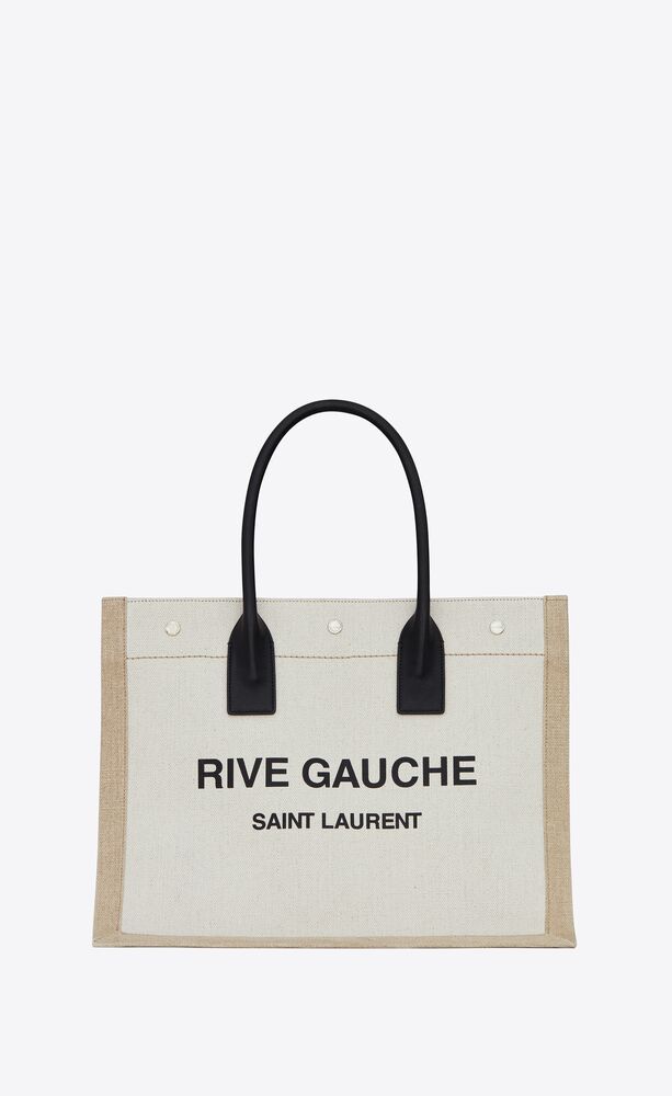 RIVE GAUCHE TOTE BAG IN LINEN AND LEATHER | Saint Laurent __locale_country__ | YSL.com | Saint Laurent Inc. (Global)