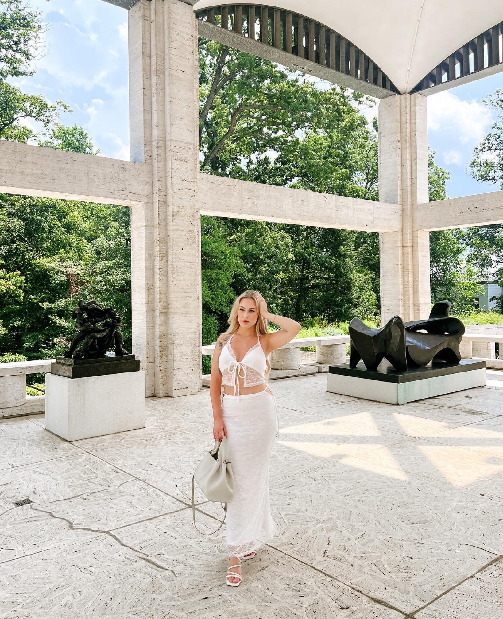 Bachelorette summer outfit, white two piece skirt set, white lace halter top and skirt, 2024 brides

#LTKFind #LTKunder50
