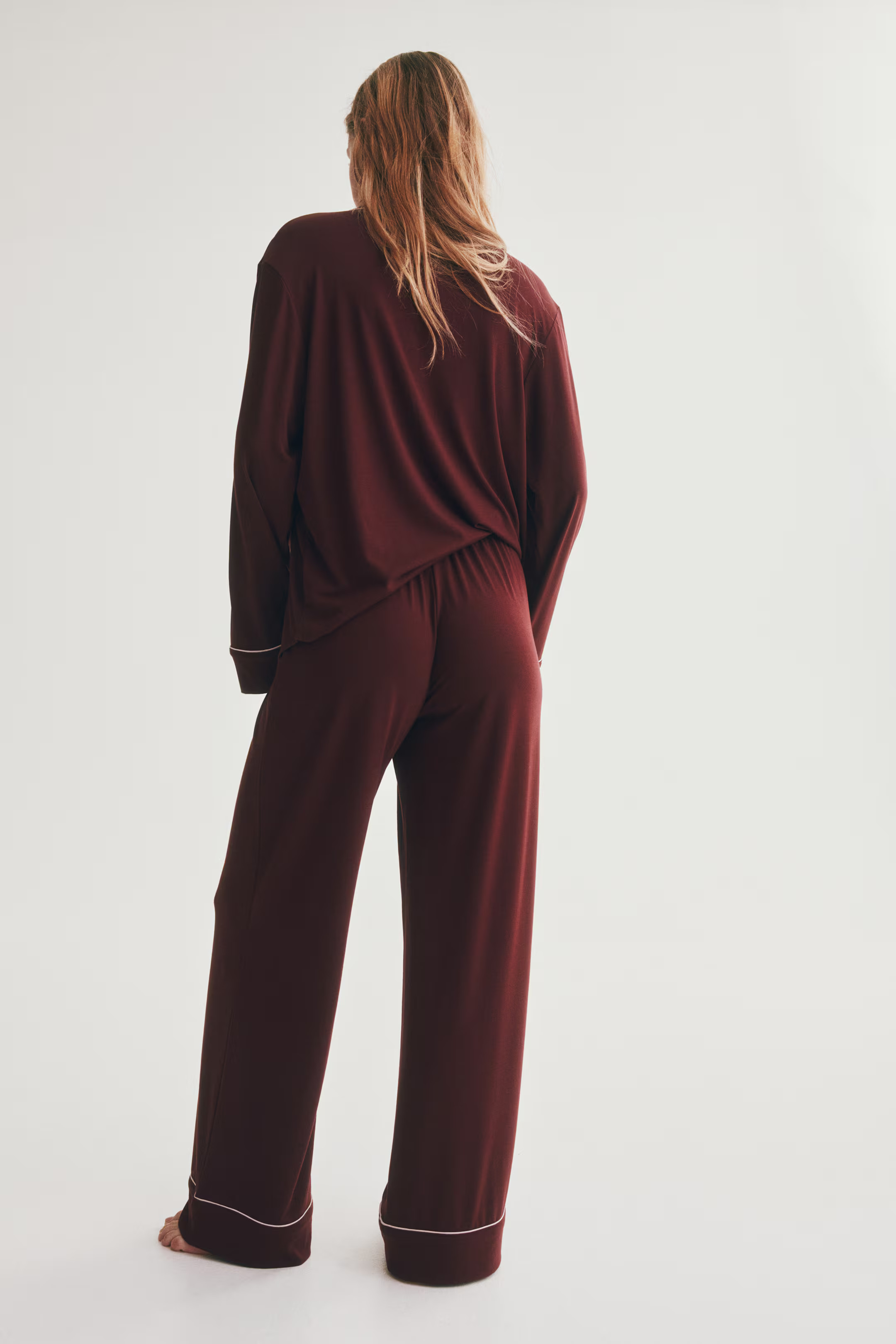 Viscose-Blend Pajamas - Burgundy - Ladies | H&M US | H&M (US + CA)