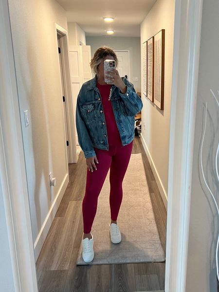 Love this set from Nordstrom. Such a comfy activewear outfit that I dressed up with a denim jacket and some white sneakers for a casual day out. Perfect for fall outfit. 

#LTKfitness #LTKstyletip #LTKmidsize