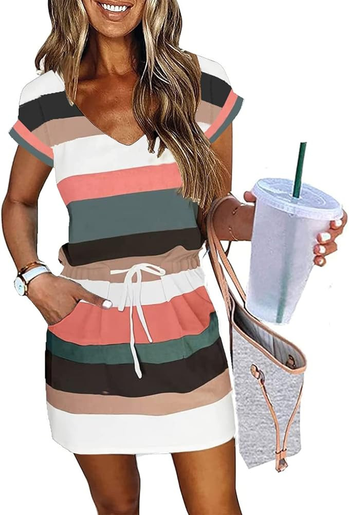 ETCYY NEW Womens Summer Dress Lantern Sleeve Square Neck Tie Back Flowy A-Line Double Layer Hem M... | Amazon (US)