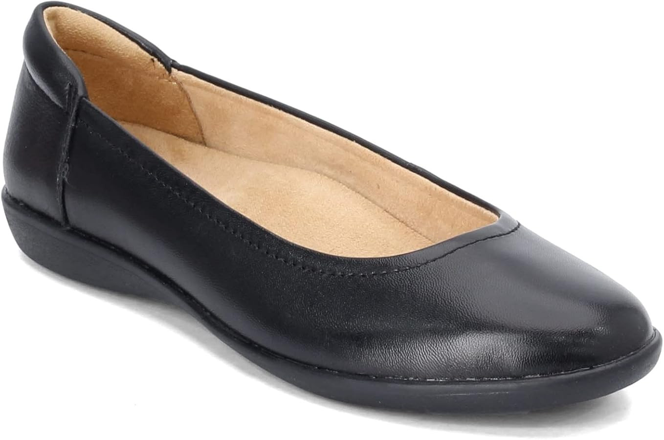 Amazon.com | Naturalizer Womens Flexy Comfortable Slip On Round Toe Ballet Flats ,Black Leather,9... | Amazon (US)