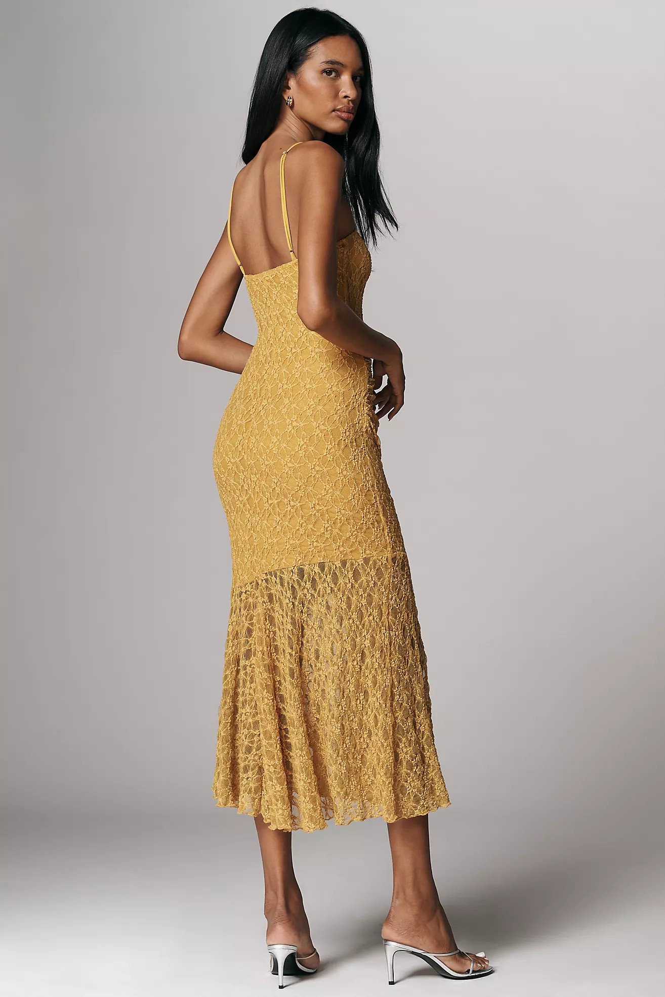 By Anthropologie Asymmetric Lace Midi Dress | Anthropologie (US)