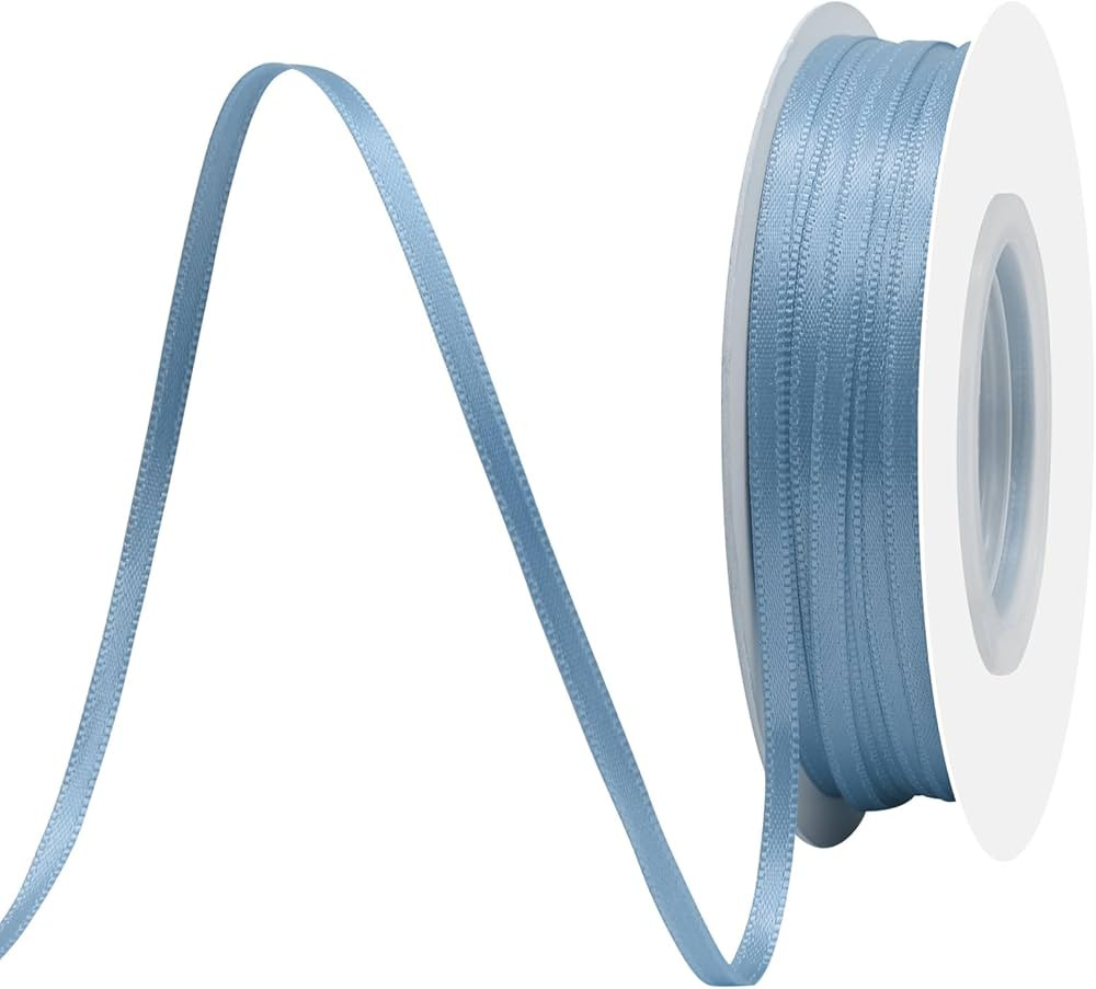 Dusty Blue Satin Ribbon 1/8" X 50 Yards Solid Color Double Faced Ribbons Perfect for Crafts Weddi... | Amazon (US)