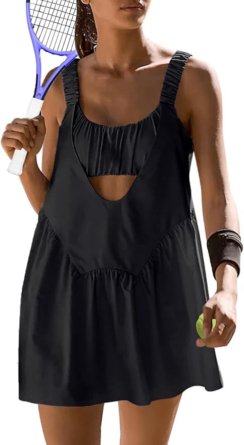 Dokuritu Women Tennis Dress with Built in Shorts and Bra Sleeveless Casual Backless Athletic Dres... | Amazon (US)