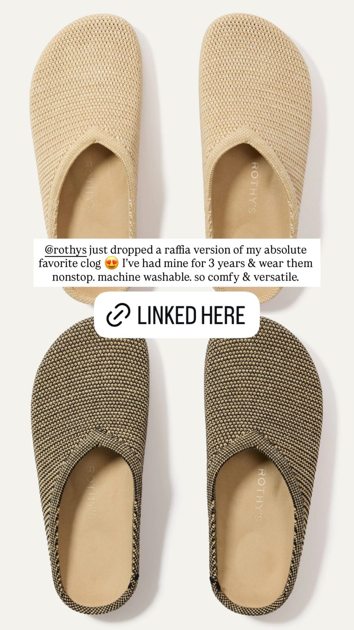 @rothys just dropped a raffia version of my absolute favorite clog 😍 I’ve had mine for 3 years & wear them nonstop. machine washable. so comfy & versatile.

#LTKdayinmylife #LTKootd #LTKmomlife