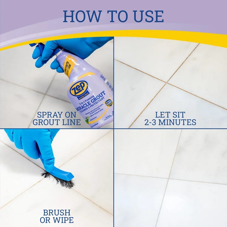Zep Home Pro Miracle Foaming Grout Cleaner and Protectant, Morning Dew Scent, 32 fl oz | Walmart (US)