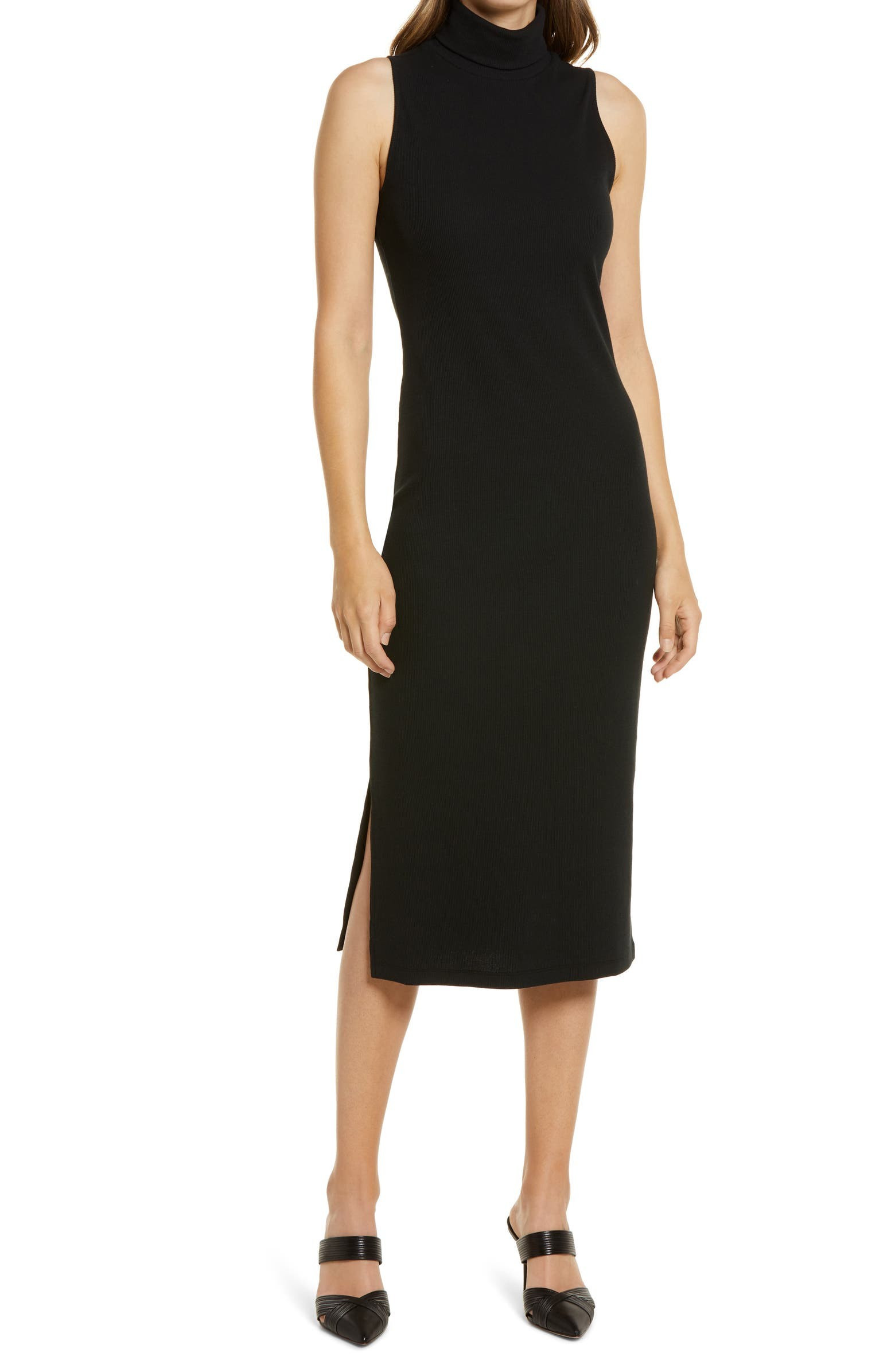 Rib Turtleneck Sleeveless Midi Dress | Nordstrom | Nordstrom