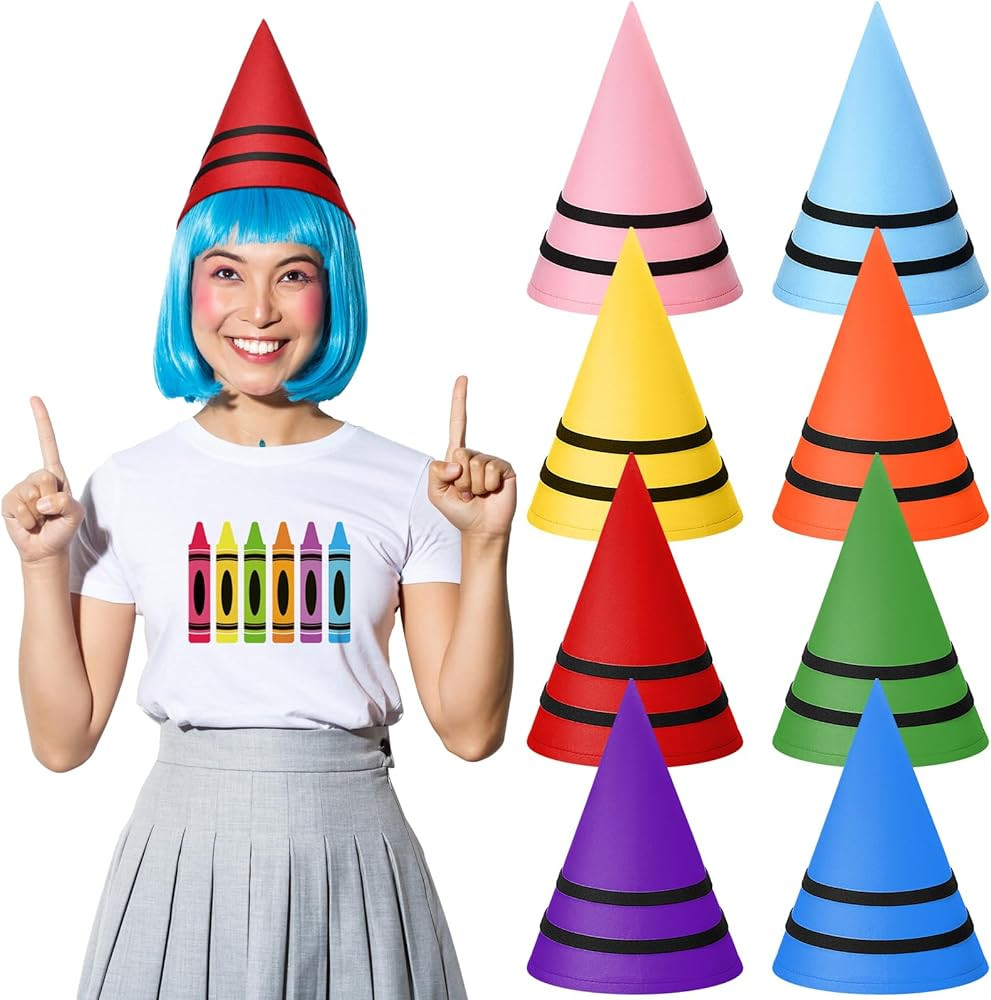 8 Packs Crayon Costume Hat Halloween Gnome Hats Felt Cone Dwarf Hats for Halloween Costume Access... | Amazon (US)