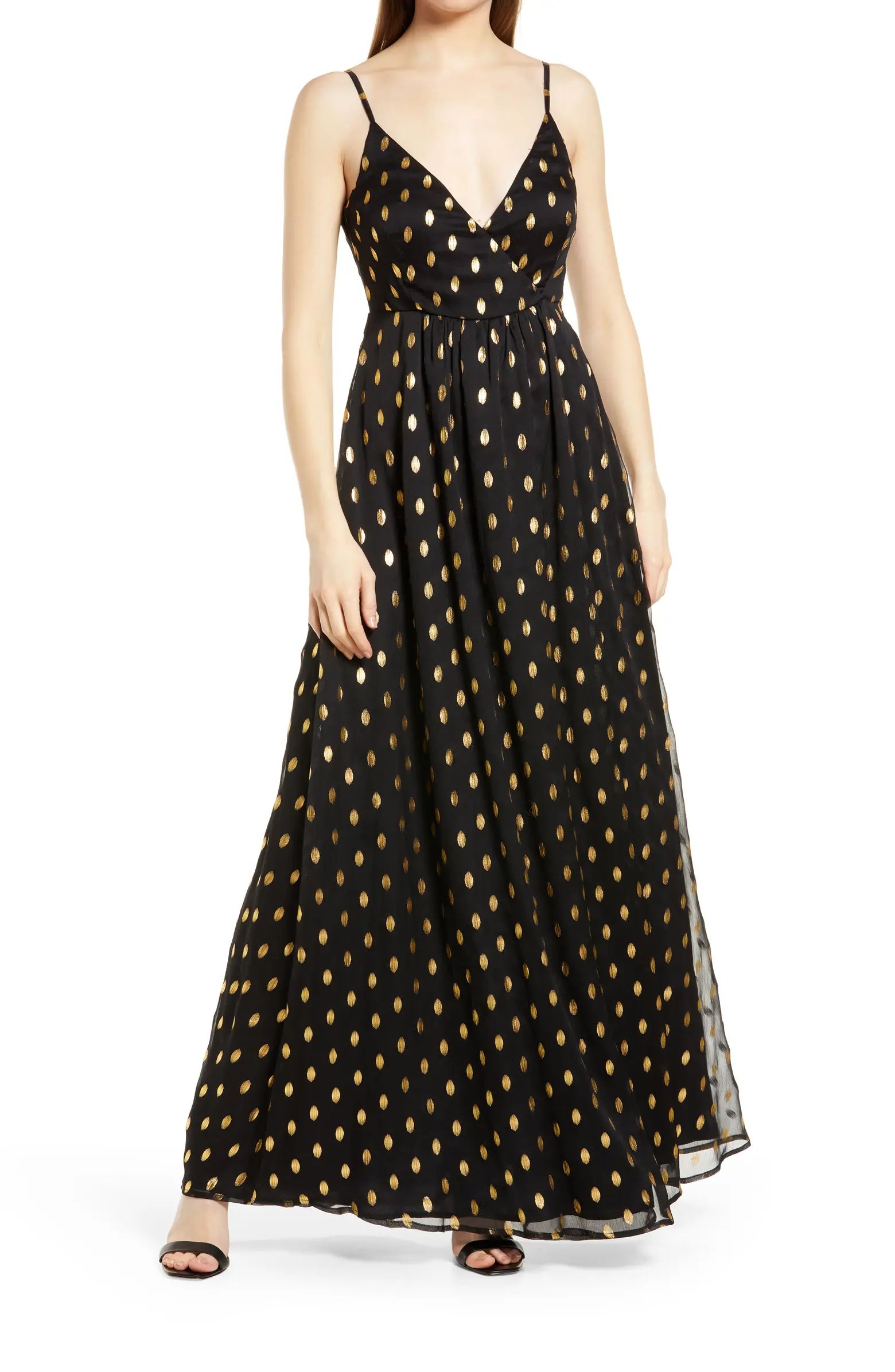 Galaxy Lights Polka Dot Sleevleees Maxi Dress | Nordstrom