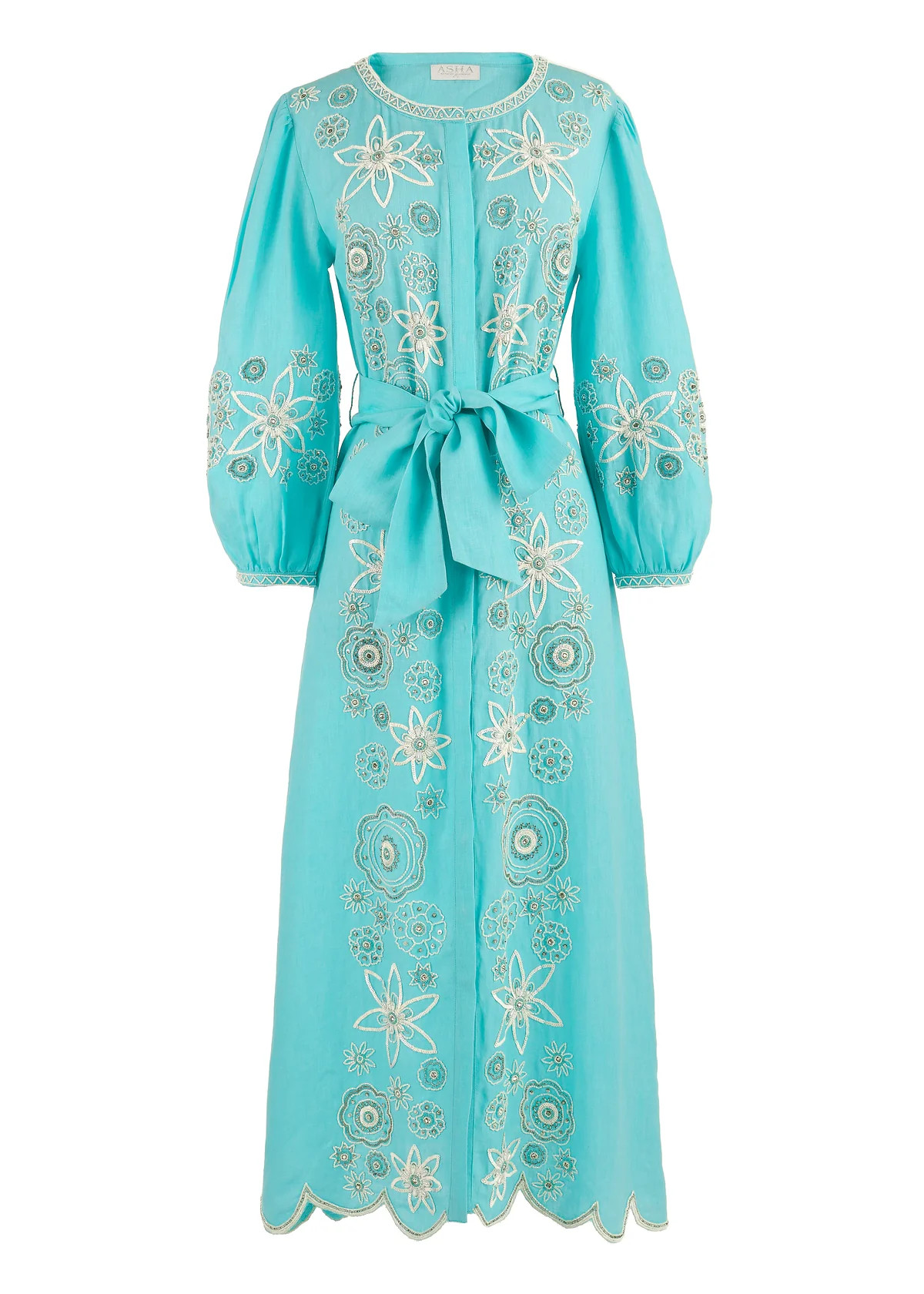 OTM Exclusive: Beaded Paloma Midi Dress in Turquoise | Over The Moon