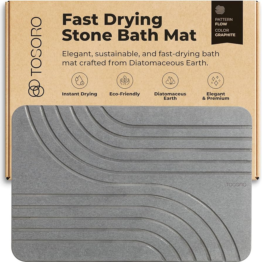 Stone Bath Mat, Diatomaceous Earth Non-Slip Stone Shower Mat - Quick Drying Absorbent Bath Mats f... | Amazon (US)
