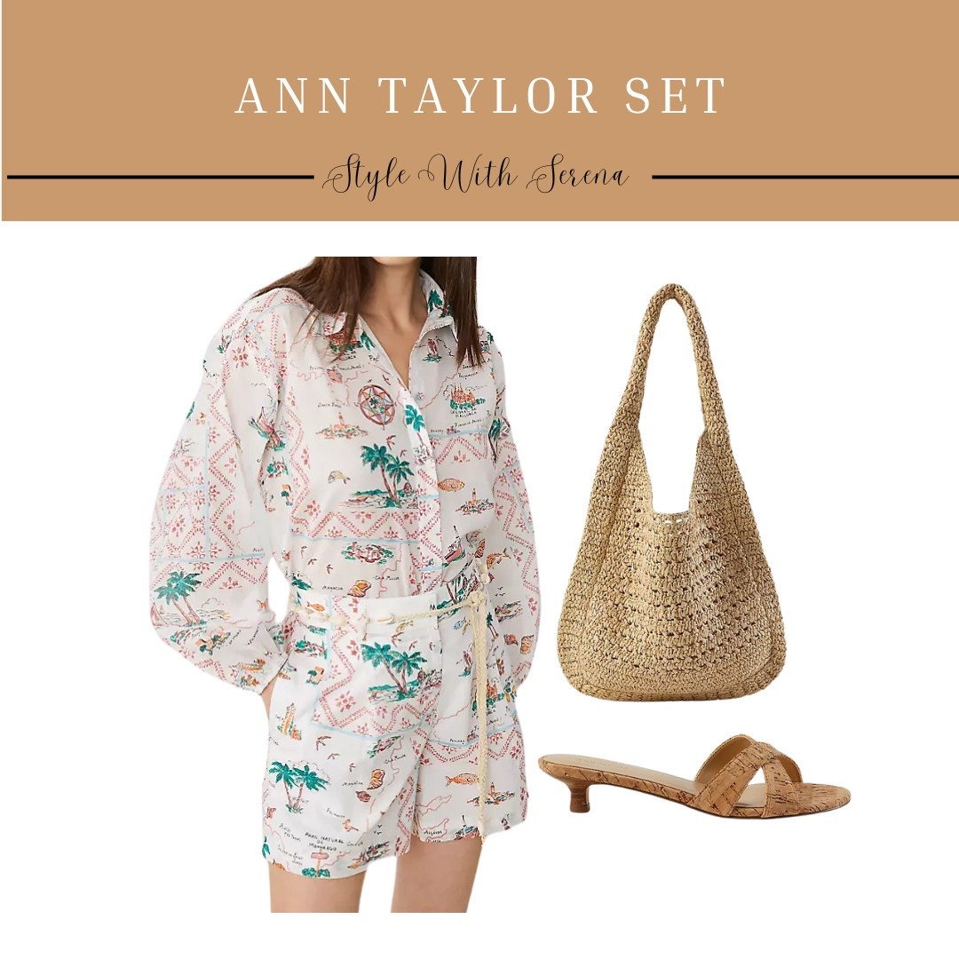 Ann taylor outfit, vacation outfit, matching set, kitten heels, handbag 

#LTKStyleTip #LTKItBag #LTKSeasonal
