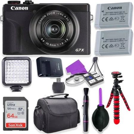 Canon PowerShot G7 X Mark III Digital Camera Black + 64GB Memory Card + Card Reader + Soft Bag + Fle | Walmart (US)