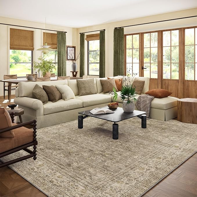 Machine Washable Rugs for Living Room: 9x12 Area Rugs for Bedroom Vintage Stain Resistant Non Sli... | Amazon (US)