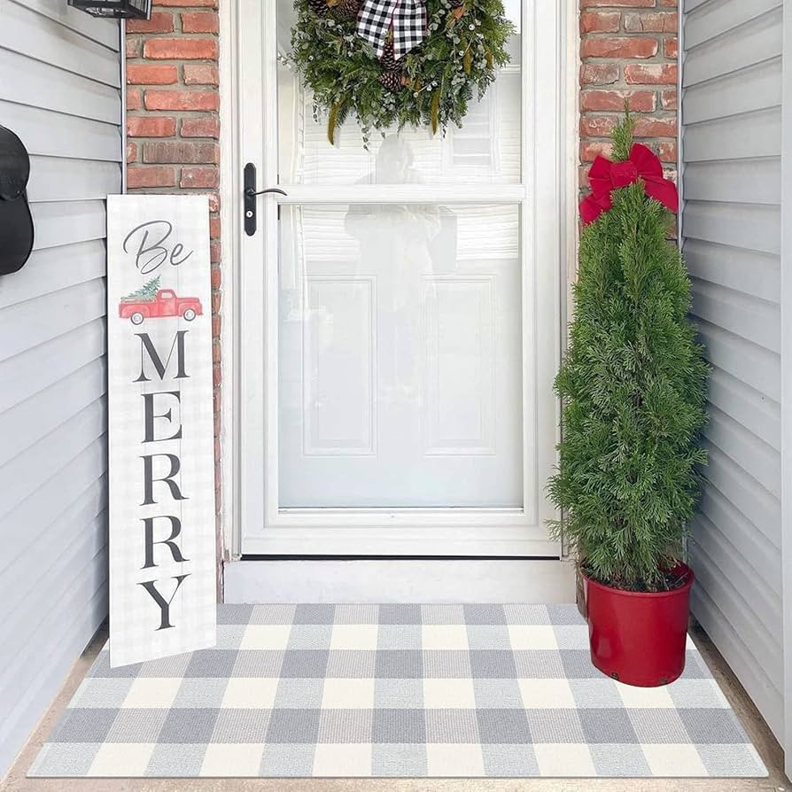 LEEVAN Cotton Buffalo Plaid Rugs 2x4 ft Checkered Gingham Outdoor Porch Rug Runner Washable Woven... | Amazon (US)