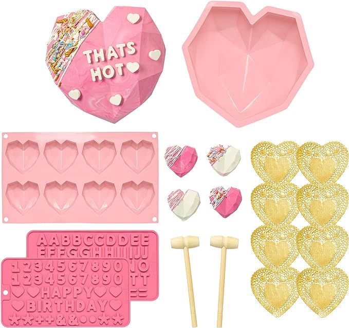 Paris Hilton Breakable Chocolate Heart Kit, Includes Big and Small Heart Shaped Molds, Number, Ch... | Amazon (US)