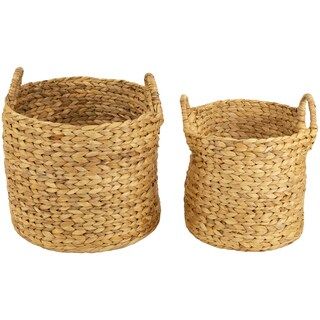 Northlight Set of 2 Beige Textured Water Hyacinth Woven Storage Baskets with Handles - 15.75" | M... | Michaels Stores