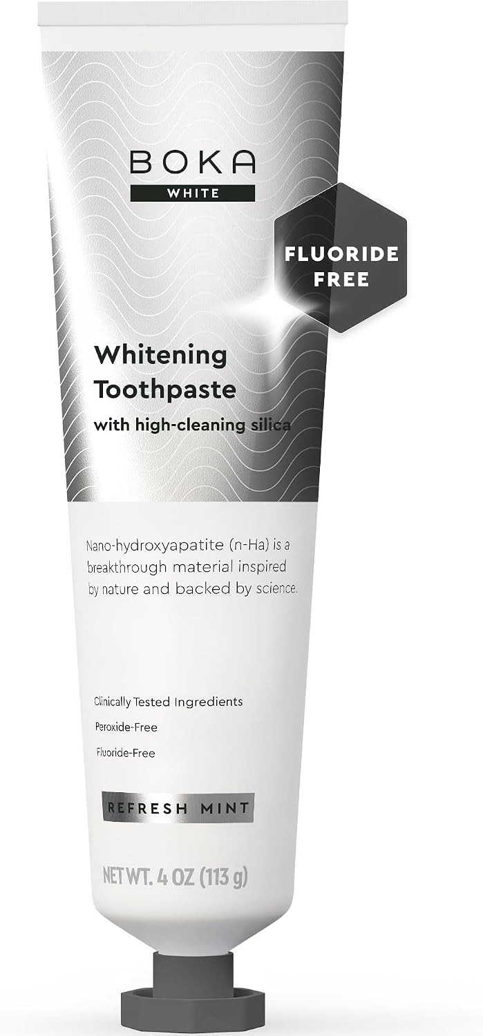 New! Boka Fluoride Free Toothpaste - Nano Hydroxyapatite, Remineralizing, Sensitive Teeth, Whitening - Dentist Recommended for Adult, Kids Oral Care - Refresh Mint Natural Flavor, 4oz 1Pk | Amazon (US)