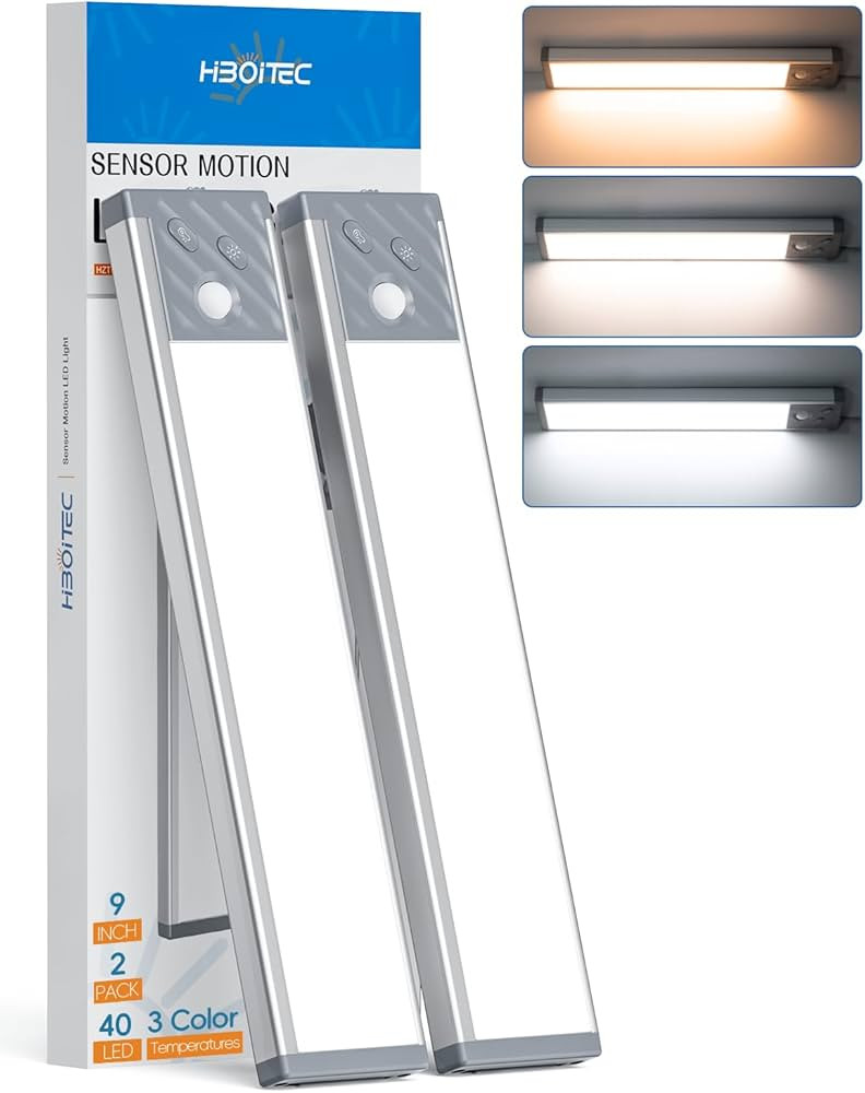 HIBOITEC Under Cabinet Lighting Rechargeable 40 LED Closet Lights Battery Operated, Dimmable Moti... | Amazon (US)